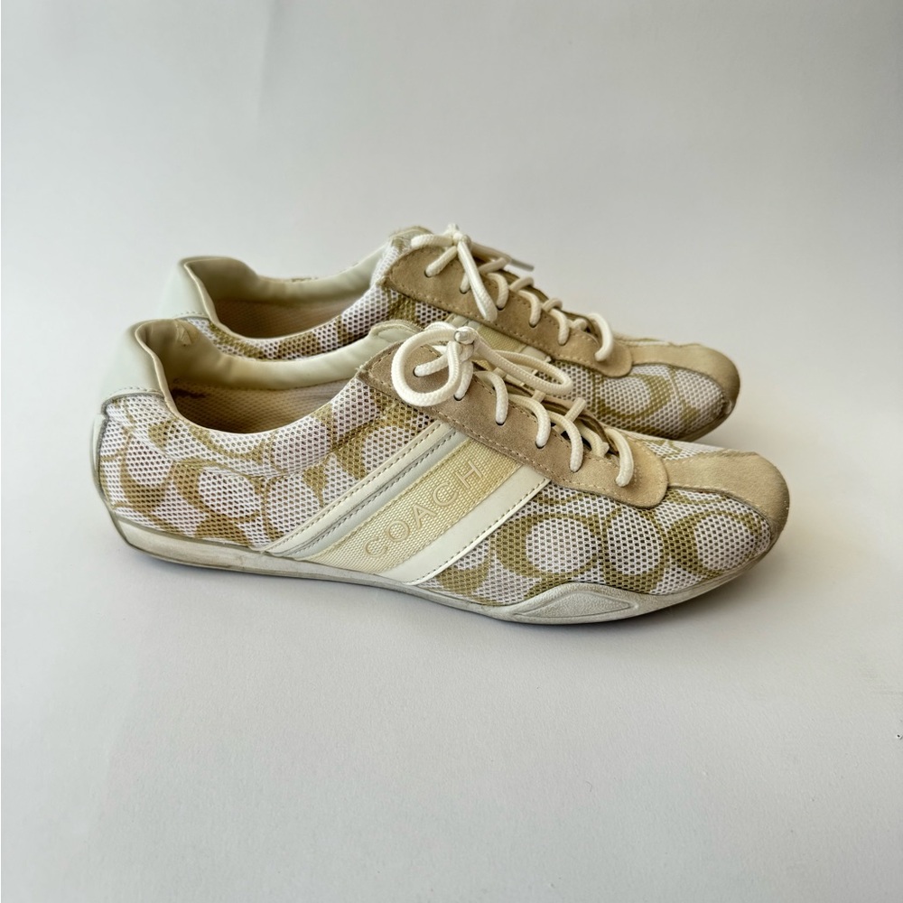 Coach Women's Jaymie Beige and White Sneakers